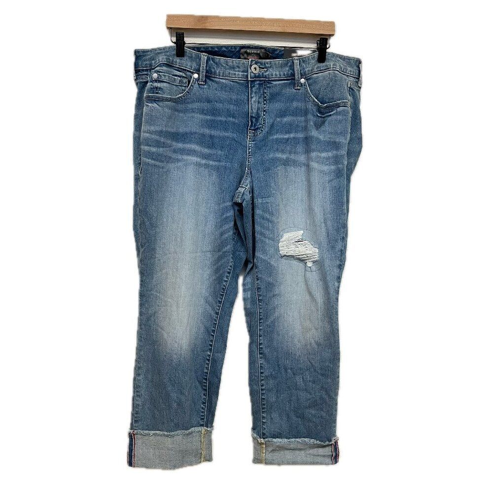 New Torrid Blue Crop Boyfriend Jeans - Size 18